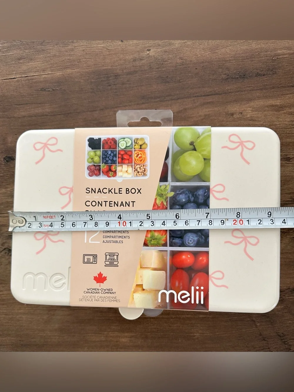 Melii Snackle Box 12 Adjustable Compartments – Pink Bow Print – New 🎀